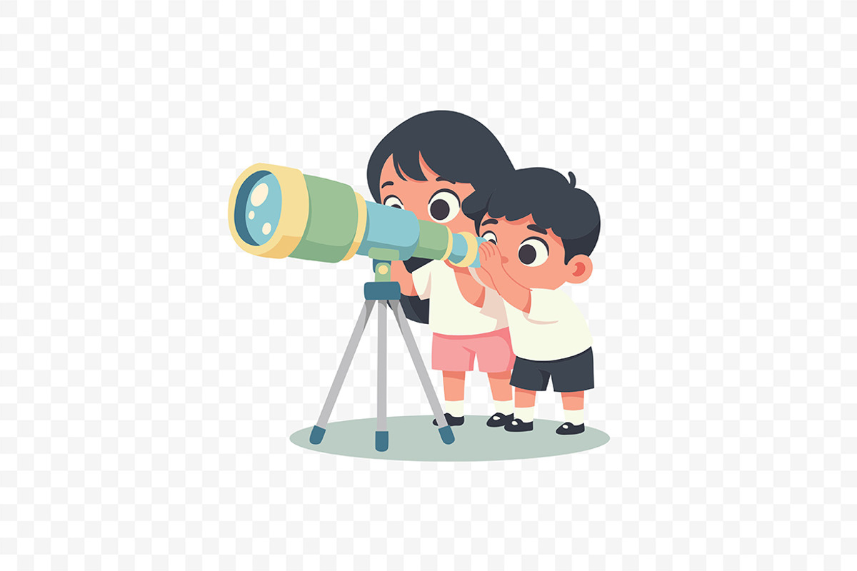 Children Looking Through Telescope, a Person Illustration by Partikusi Design (Photo 3 of 3)