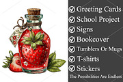 Whimsical Summer Strawberry Clipart, a Seasonal Illustration by Canvas Craft (Thumbnail 3 of 7)
