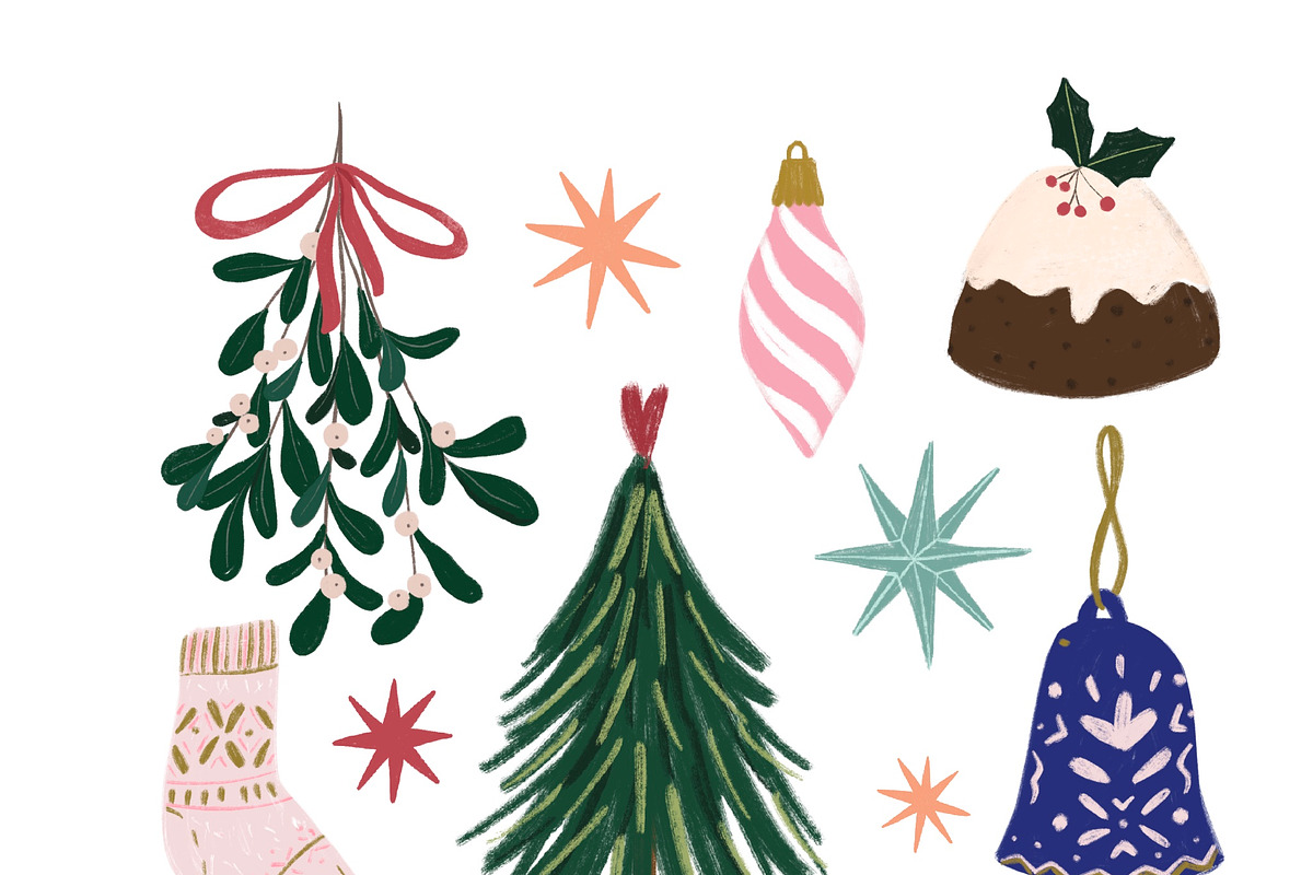 Christmas hand drawn clipart, a Seasonal Illustration by Katie Lisker (Photo 2 of 2)