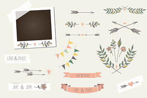 Vintage photo frame elements