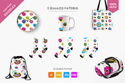 Сartoon doodles + 5 seamless pattern, an Animal Illustration by KENO Mascots (Thumbnail 3 of 7)