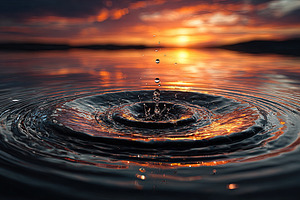Water Drop Ripple at Sunset, a Nature Photo by Ales Munt