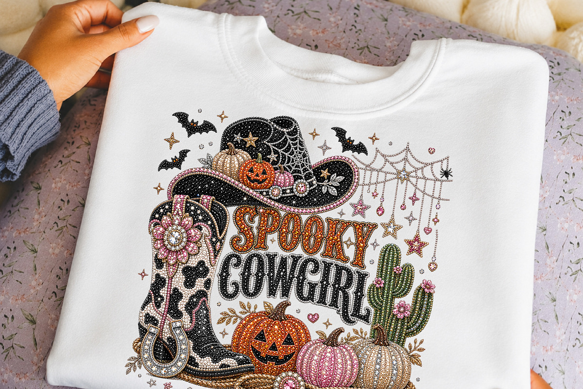 Rhinestone Western Spooky Cowgirl, a Seasonal Illustration by DreamCafeArt (Photo 6 of 6)