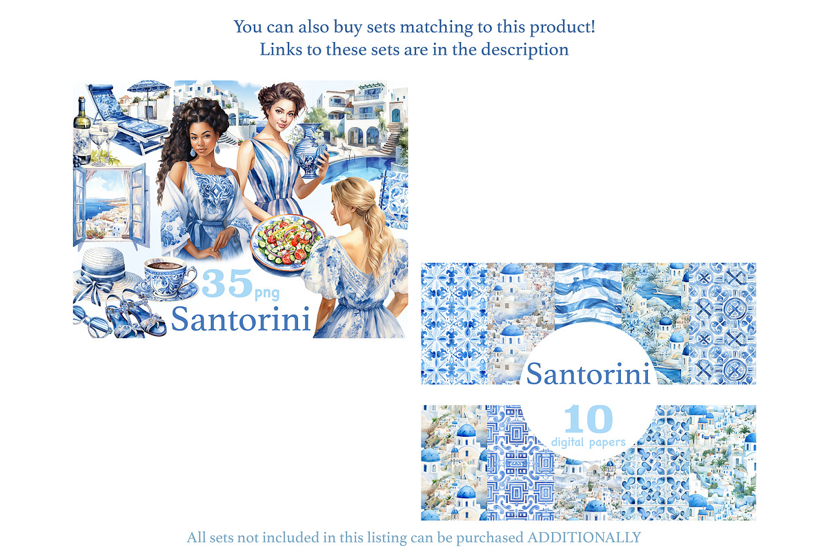 Santorini Seamless Pattern, a Pattern Graphic by GlamArtZhanna (Photo 2 of 4)