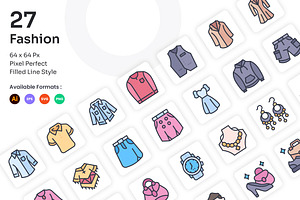 Fashion Icons Set - Filled Line, an Icon by Kmg Design