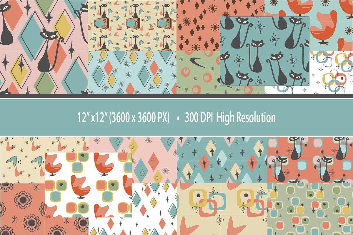 Mid Century Modern Seamless Patterns, a Pattern Graphic by Blynn Pippen (Photo 3 of 9)