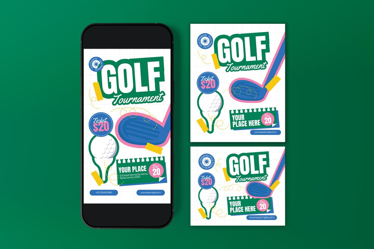 White Golf Tournament Flyer Set, a Flyer Template by graphicook (Photo 3 of 3)