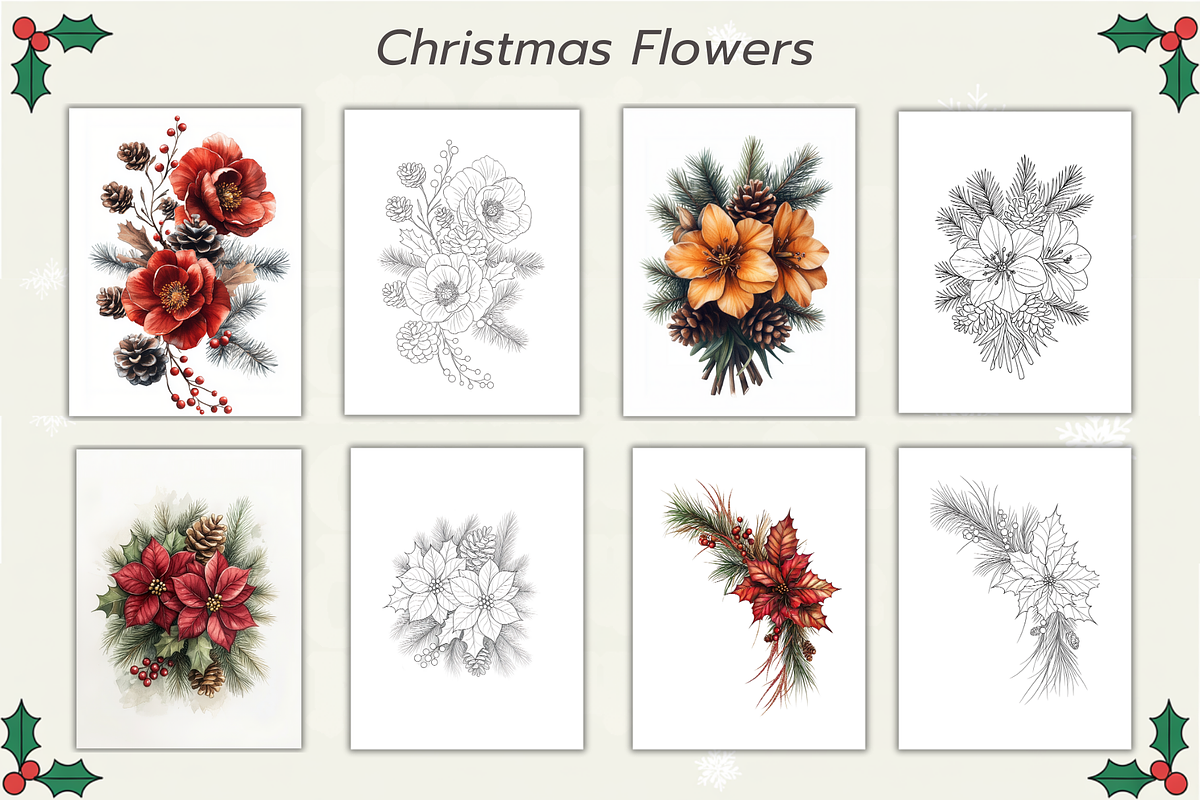150 Christmas Coloring Pages Bundle, a Seasonal Illustration by Daffodil Dream Studio (Photo 11 of 18)