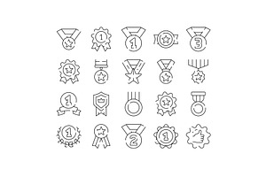 Awards and medals line icons, an Object Illustration by pikepicture