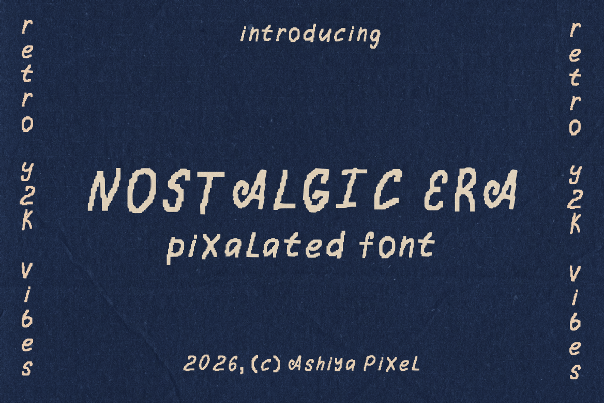 Nostalgic Era Y2K Display Font, a Handwritten Font by Ashiya Pixel (Photo 1 of 11)