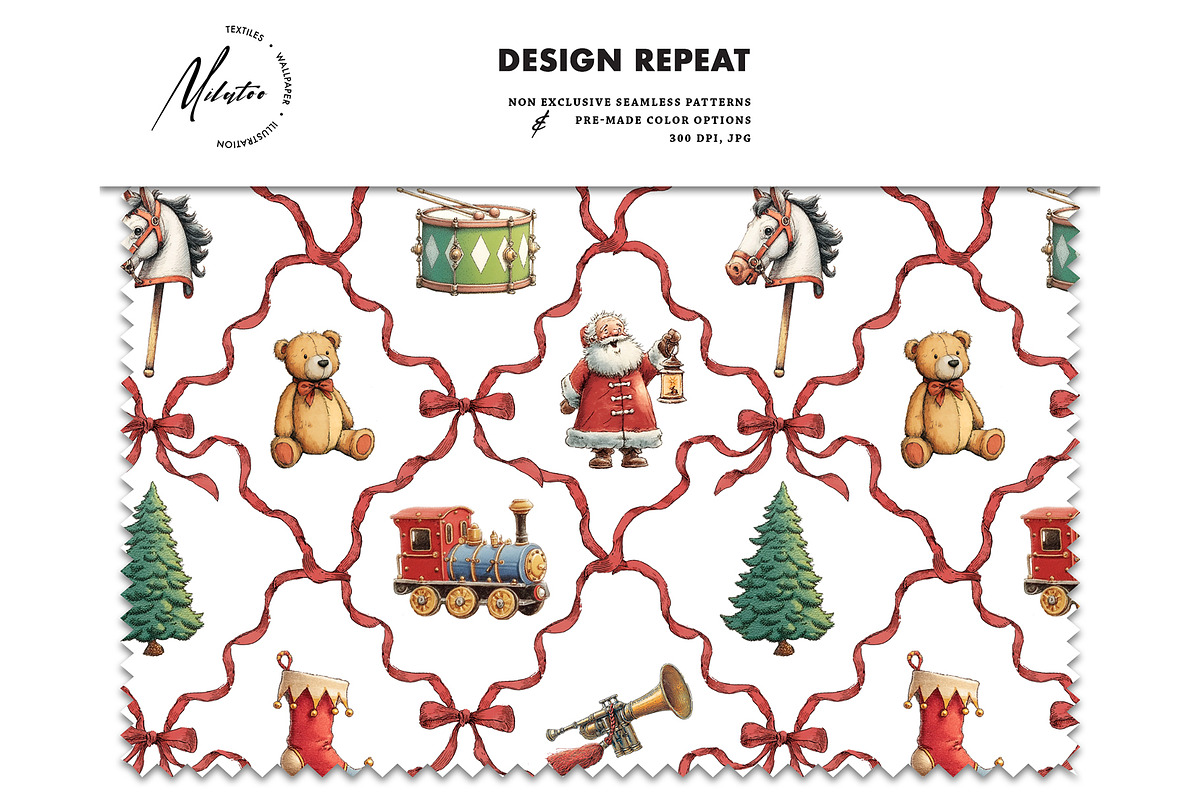 Vintage Christmas seamless pattern, a Texture Graphic by Milatoo (Photo 3 of 5)