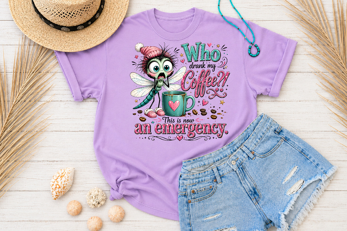 Funny Dragonfly Coffee Design PNG, a Seasonal Illustration by Rose Art (Photo 4 of 4)