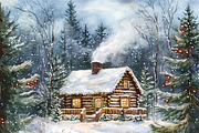 Rustic Christmas Cabin, a Background Graphic by Printable Treasure (Thumbnail 3 of 7)