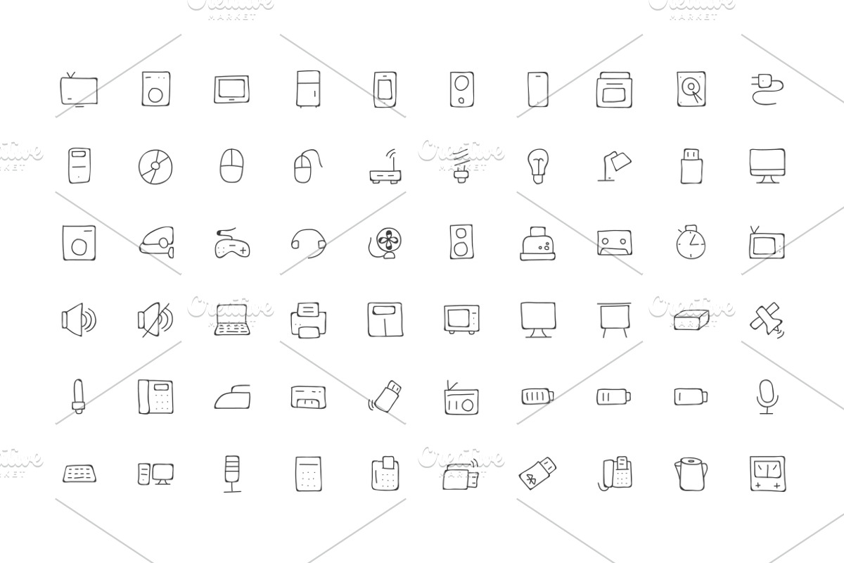160 Electronics Hand Drawn Icons preview 2