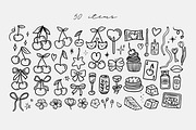 Cherry Vibe Cute Outline Clipart Set, an Object Graphic by Kristina Chistiakova (Thumbnail 3 of 7)