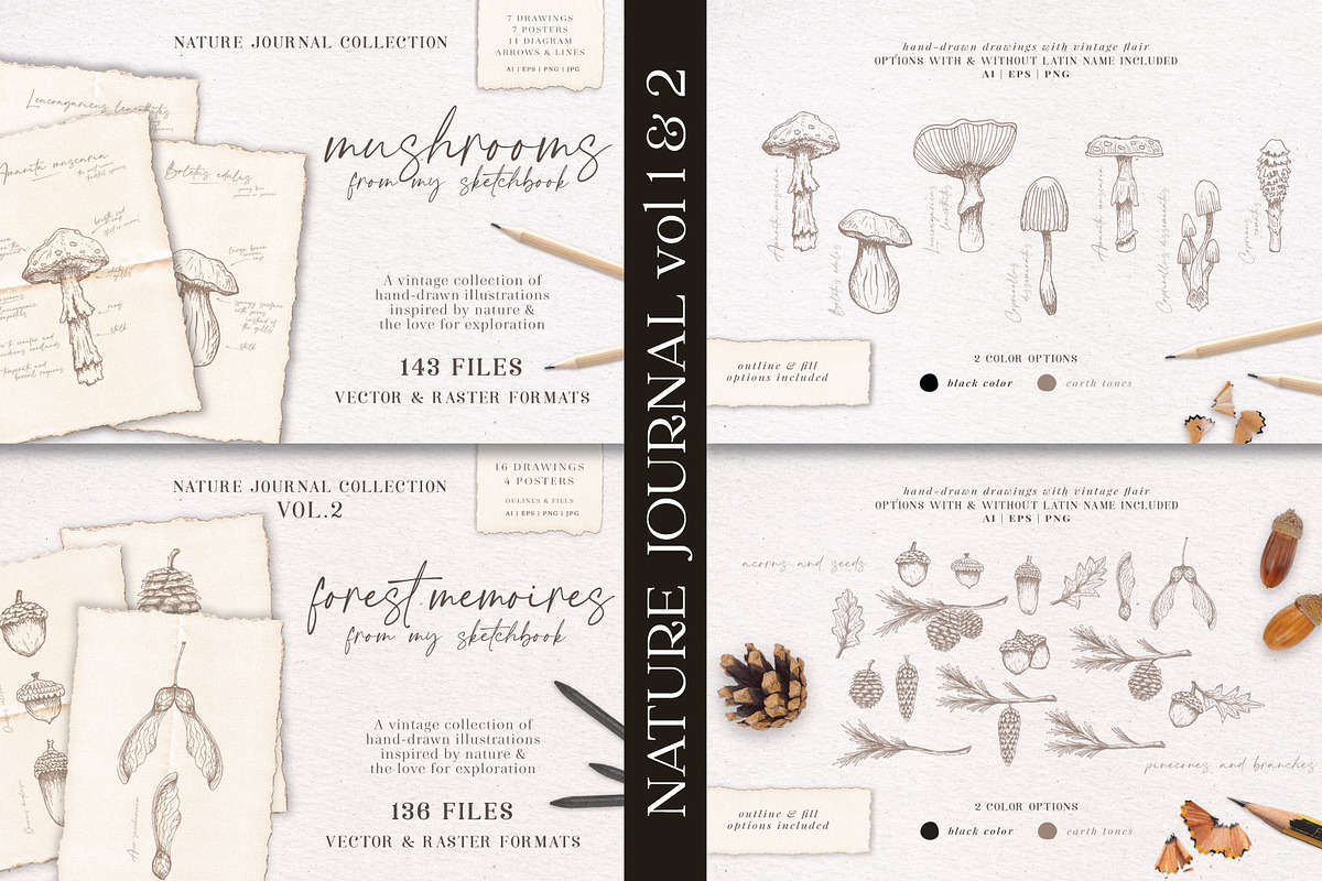 Sketchbook Journal Vol. 1 & 2 Bundle, a Decorative Illustration by Pigment Café (Photo 1 of 13)