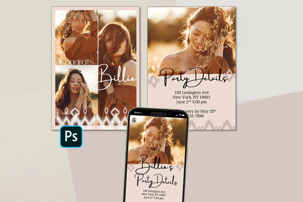 Boho Vertical Grad Card Template, a Card Template by InstaNoirDesigns (Photo 1 of 9)