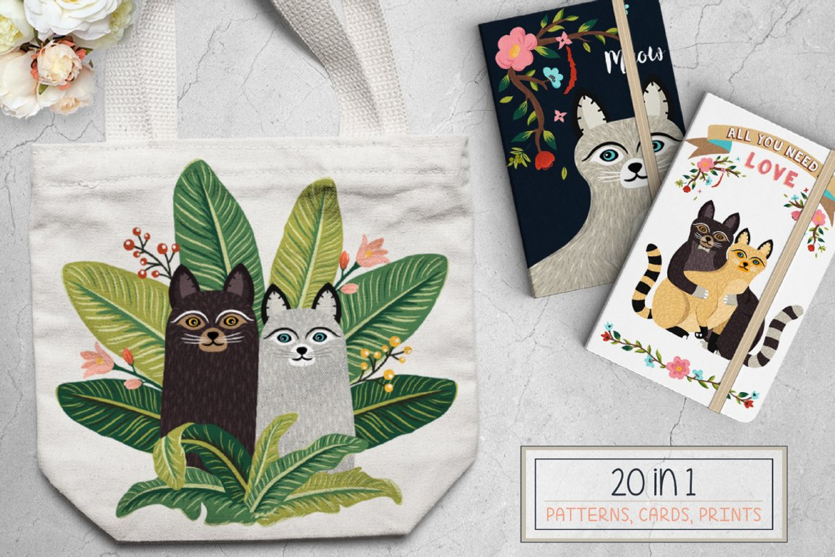 Big Meow Set. Cute Cats Prints, an Animal Illustration by Dasha_D (Photo 1 of 9)