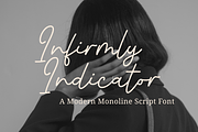 Infirmly Indicator - a Monoline Font, a Script Font by Ali Hamidi (Thumbnail 1 of 9)