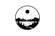 Circular Nature Landscape Silhouette, an Illustration by yasushie (Thumbnail 26 of 51)