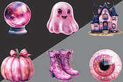Pink Glitter Halloween Clipart, an Illustration by Black Bird Studio (Thumbnail 2 of 6)