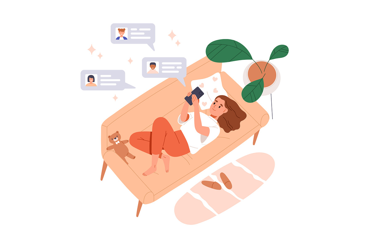 Children with phones and tablets set, a Technology Illustration by Good Studio (Photo 5 of 7)