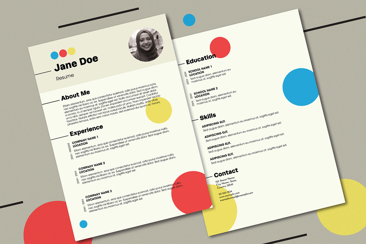 Pale Yellow Bauhaus Style Resume, a Resume Template by wavebreak