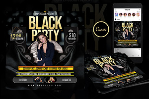 Black Party Flyer Canva Template