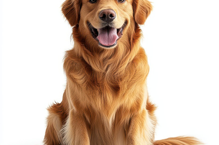 Happy Golden Retriever Dog Sitting S, an Animal Photo by Pixeness