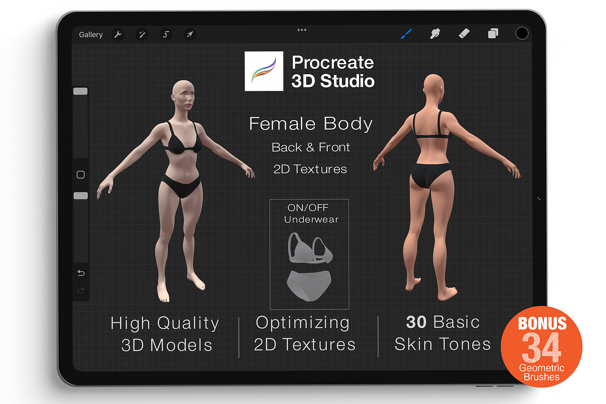 Procreate 3d Model -Full Body Female, a Characters & Person 3D Model by Procreate3dStudio (Photo 1 of 3)