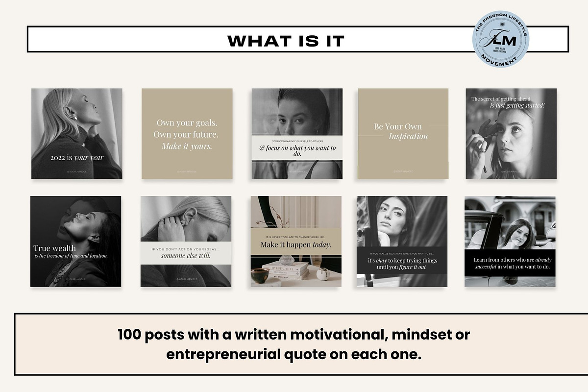 100 Motivational - Noir Luxe, a Social Media Template by Freedom Business Shop (Photo 3 of 9)