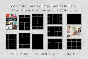 5x7 Photo Card Collage Template Pack, a Card Template by Loveurstyle Designs