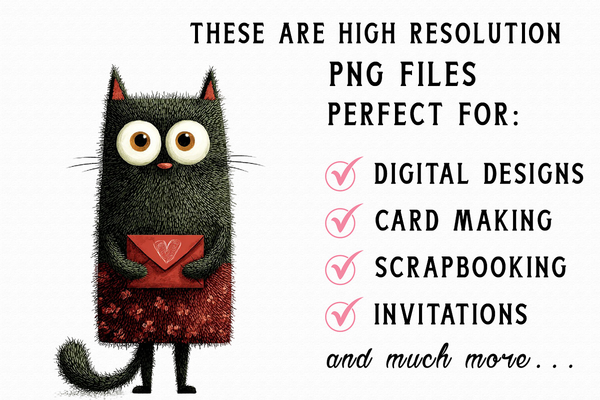 Quirky Valentine's Day Cat Clipart, an Illustration by Libby Wishes (Photo 2 of 7)
