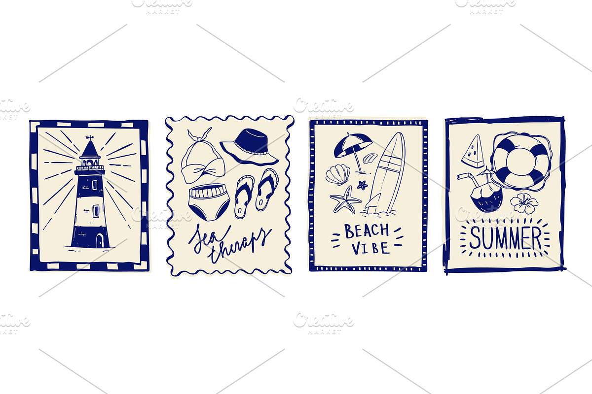 Sketch vintage beach sea vacation, a Sport Illustration by art PVP - market
