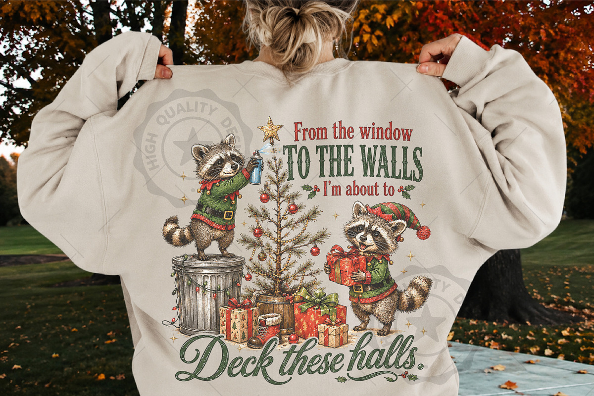 Funny Christmas Raccoon PNG, a Seasonal Illustration by OK Design (Photo 2 of 5)