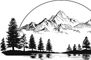 Majestic Mountain and Tree Vector, a Graphic by hafijul (Thumbnail 9 of 9)