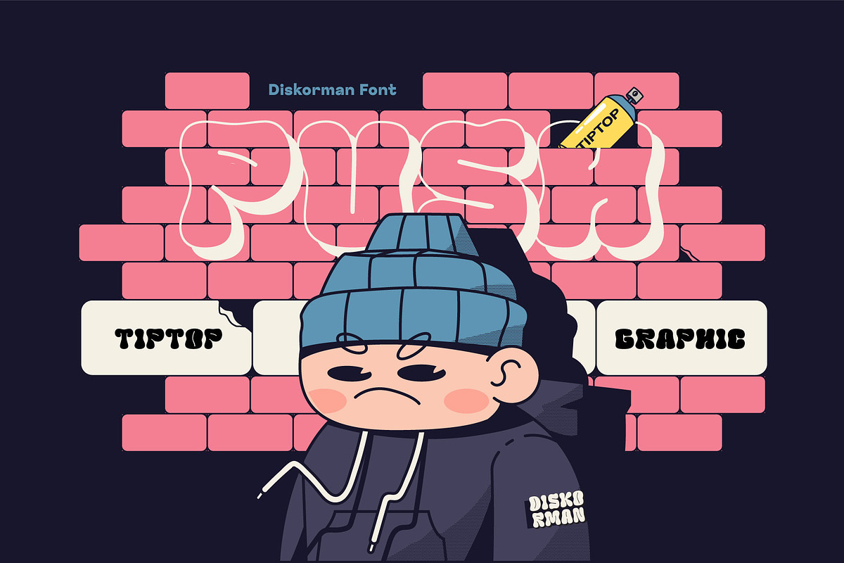 Diskorman – Bubbly Urban Graffiti, a Slab Serif Font by Tiptop Graphic (Photo 5 of 9)