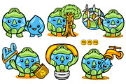 Kawaii Cartoon Earth Character Pack, an Object Graphic by MEDZ (Thumbnail 4 of 5)