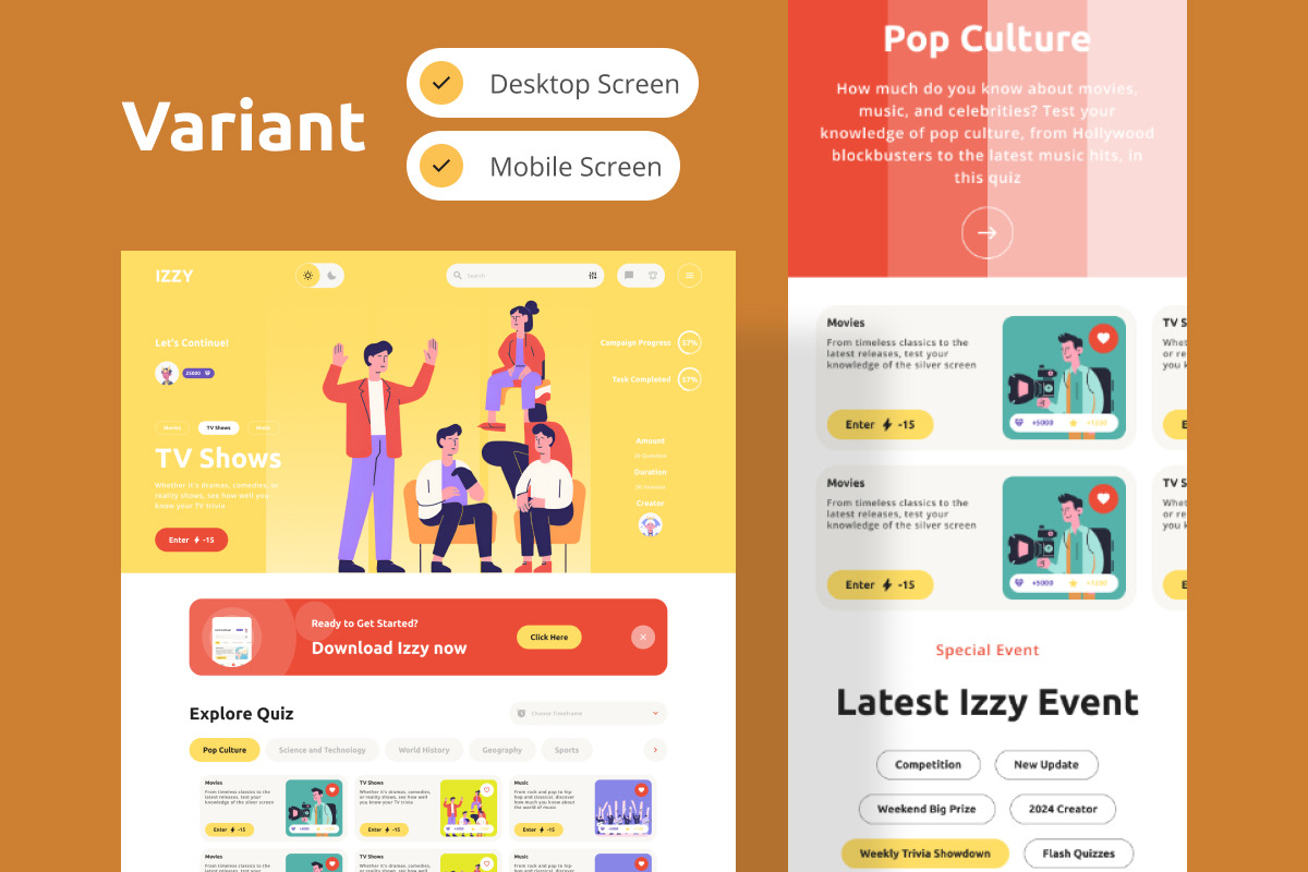 Izzy - Trivia Quiz Landing Page V2, a Landing Page Template by twinstd (Photo 5 of 5)