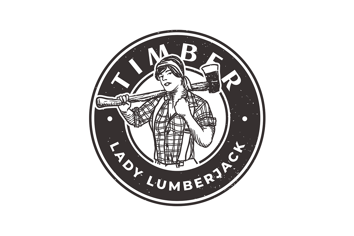 Lumberjack Lady Logo Template, a Branding & Logo Template by lineandcircle (Photo 3 of 3)