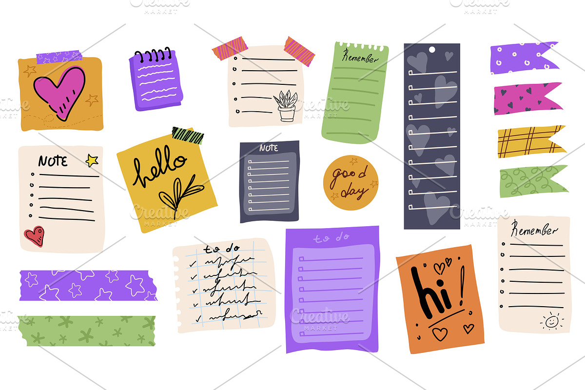 Doodle paper notes, a Finance Illustration by alexdndz