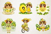 Lemon Girls Sublimation Clipart Bund, an Illustration by RobertsArt (Thumbnail 3 of 5)