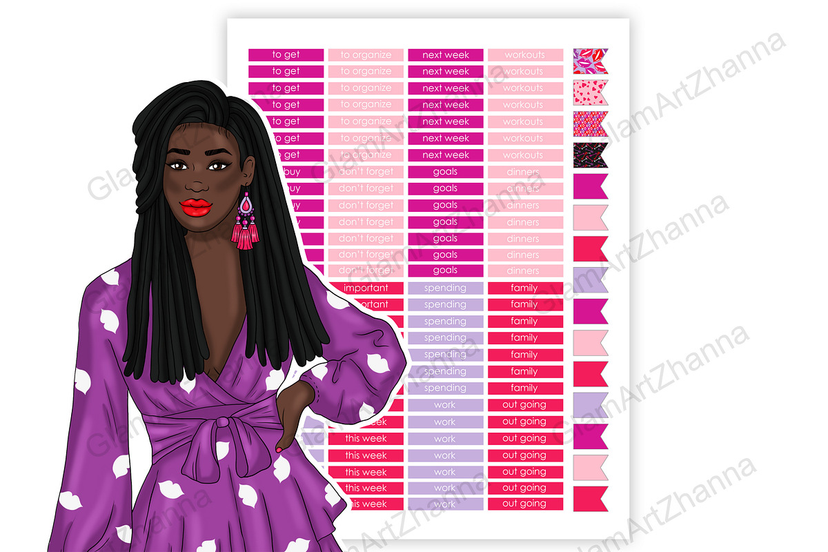 Galentines Stickers 2x1,5, a Stationery Template by GlamArtZhanna (Photo 5 of 6)