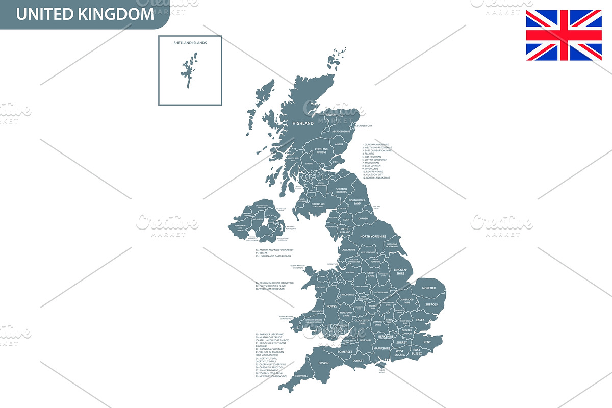 Detailed map of Great Britain, an Illustration by Vector Shop (Photo 4 of 5)
