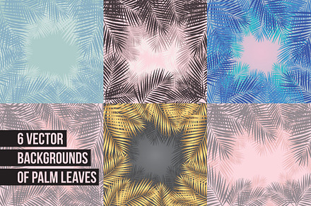 6 vector backgrounds of palm leaves