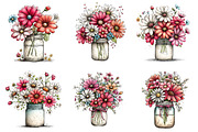 Whimsical flowers spring clipart, an Illustration by SinaCreation (Thumbnail 3 of 11)