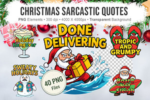 Tropical Christmas Sarcastic Quotes, a Decorative Illustration by Artnoy
