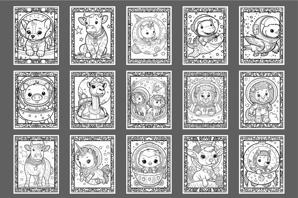52 Cute Astronaut Coloring Pages, a Technology Illustration by Blue Digital Studio (Photo 3 of 4)