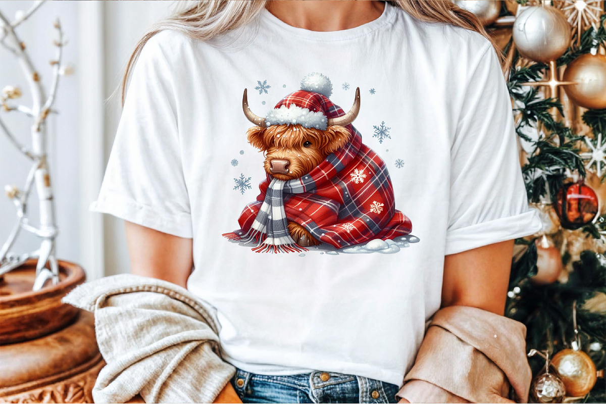 Winter Christmas Highland Cow PNG, an Illustration by Sublimation Artist (Photo 4 of 9)