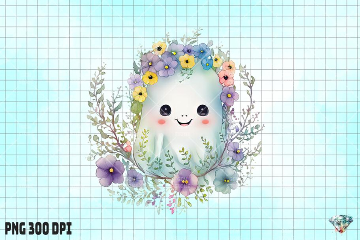 Watercolor Flower Baby Ghost, an Illustration by Gemstone (Photo 2 of 6)